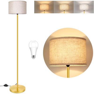 Lampe sur pied minimaliste moderne de 65 po avec ampoule DEL à 3 températures de couleur, lampe de support dorée pour salon / chambre à coucher / bureau