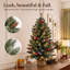 90cm / 3ft Tabletop Pre-lit Mini Christmas Tree with 8-Modes LED Lights, Pine Cones, Berries & Snow Flocked