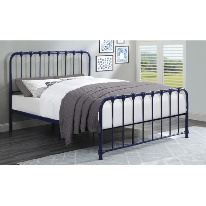 Lit plateforme double Lepper Aceon, Double, Bleu marine