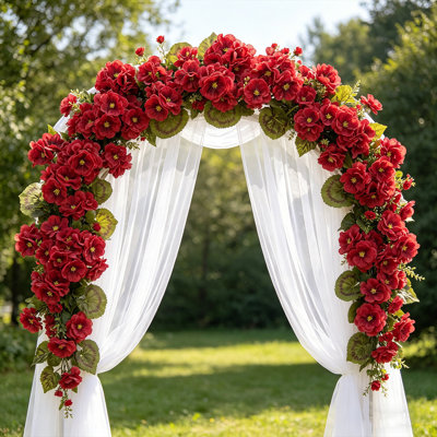 4 pièces fleurs de géranium en soie artificielle, longues fleurs artificielles réalistes pour jardin Symbole de la posivité et des nouveaux commencements, rouge foncé * 4