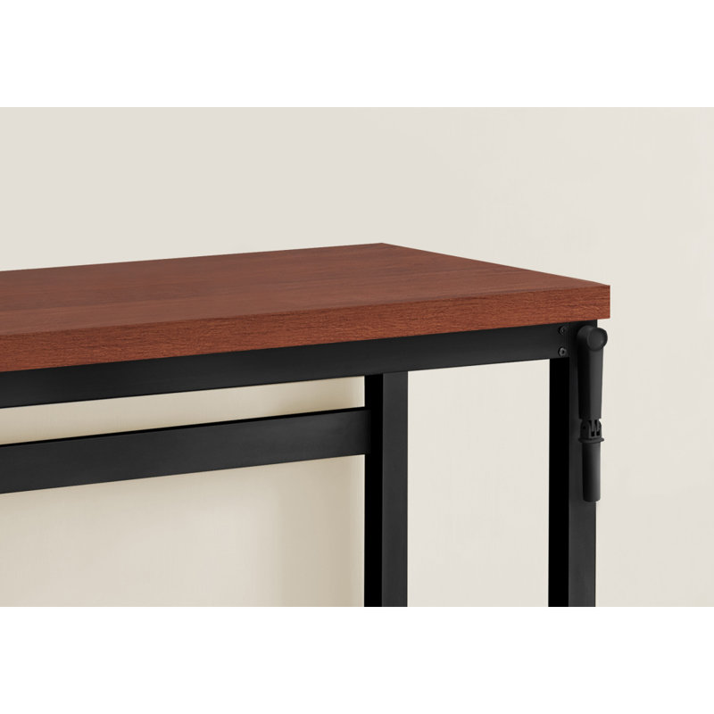 Bureau d'ordinateur, bureau personnel, debout, réglable, L 48 po, travail, ordinateur portable, stratifié brun, métal noir, contemporain, moderne