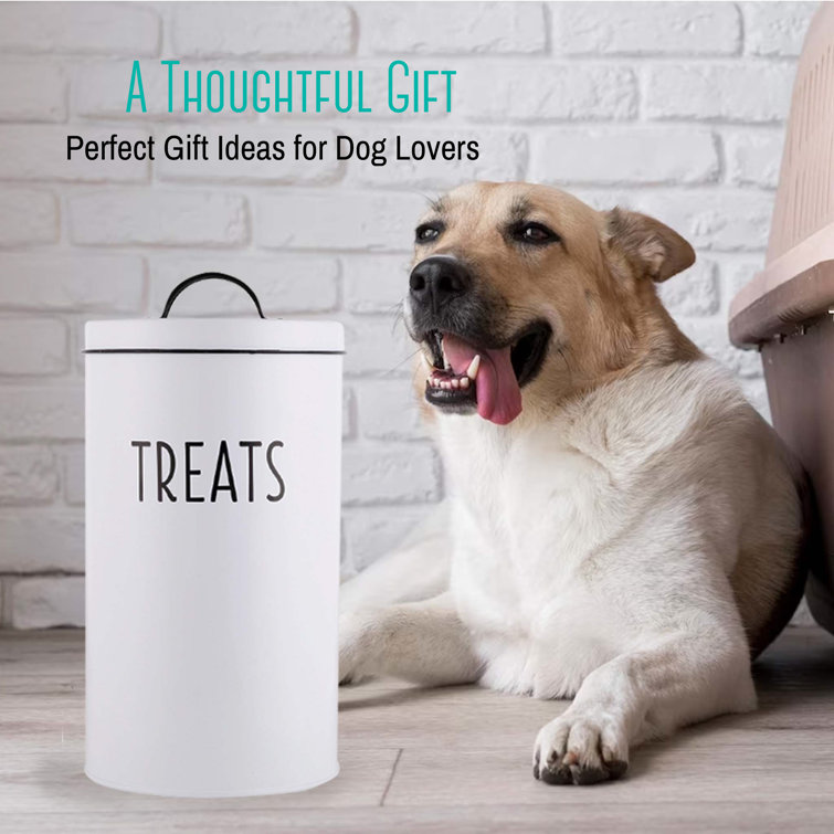 Outshine White Farmhouse Pet Dog Food Bin Food Storage Container with Lid Durable Pet Food Bin