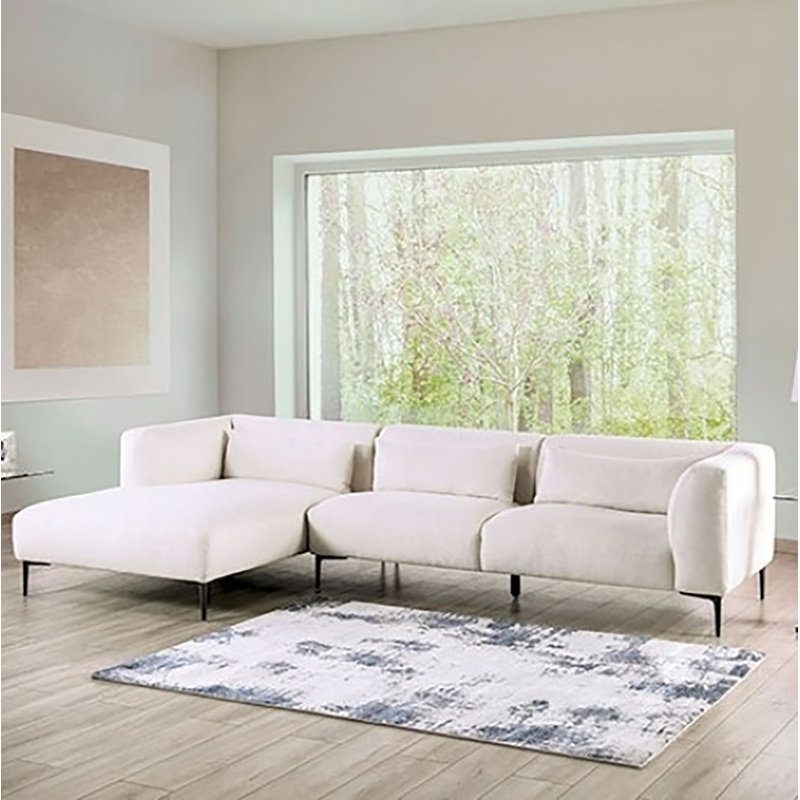 Fryee L-shaped Sectional, White Cotton, Left Hand Facing