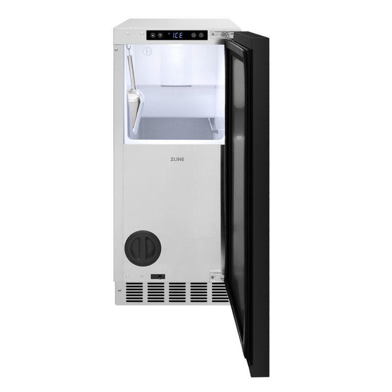 Machine à glaçons ZLINE Touchstone Nugget de 15 pouces avec pompe de vidange et porte prête à recevoir un panneau