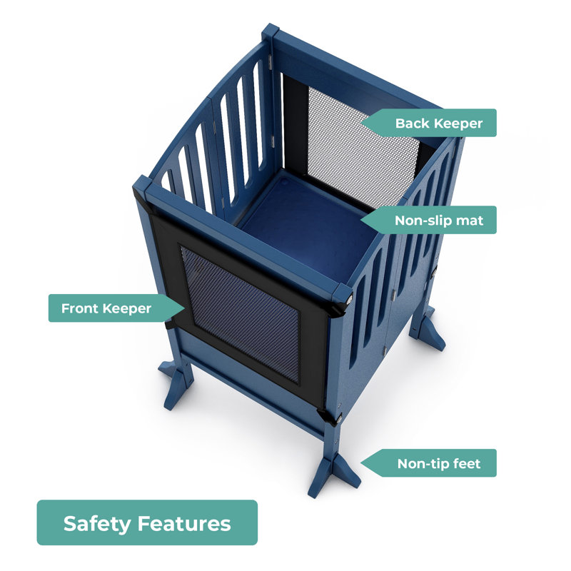 Royal Navy Foldable Wooden Kitchen Helper Step Stool