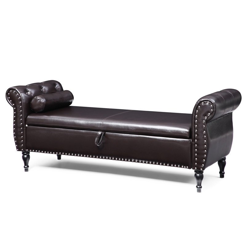 Banc de rangement rembourré Pu, Black