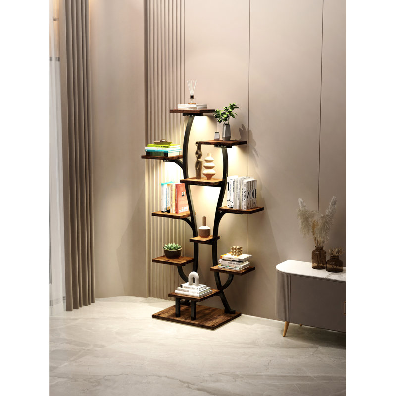 Support pour plante en métal en forme de vase avec plusieurs lumières de croissance, idéal pour le jardinage intérieur, look élégant en forme d'arbre, installation facile en forme de fleur à DEL réglable, multifonctionnel et livre
