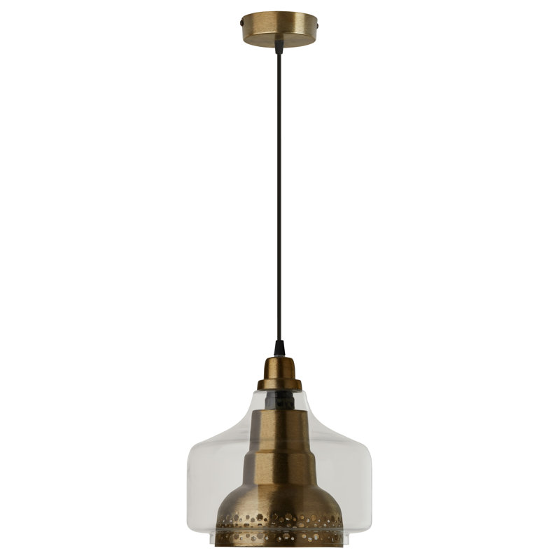 7"W Martin Brushed Brass Bell-Shaped Pendant Light