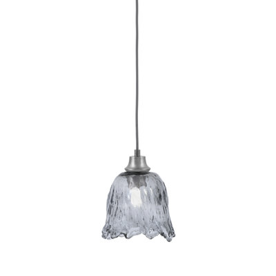 Penshire Hung Pendant Shown In Graphite Finish With 7" Smoke Lava Glass