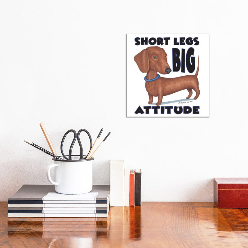 Dachshund With Blue Collar With Words by Danny Gordon - Wrapped Canvas Gallery-Wrapped Canvas Giclée, Wrapped Canvas