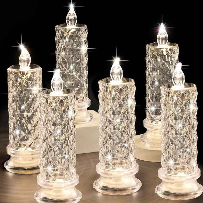 6 bougies sans flamme à DEL ombre rose (sans base), décoration de bougie d'extérieur, bougies romantiques à DEL pour la Saint-Valentin