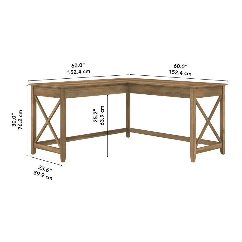Ovia 60W L Shaped Desk, Reclaimed Pine