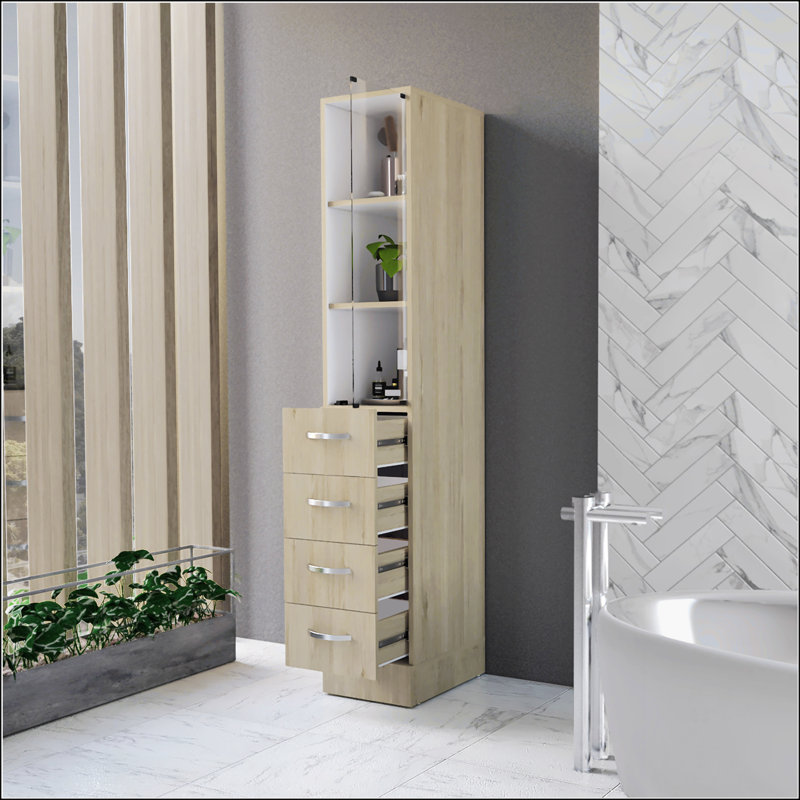 4-Drawer 3-Shelf Linen Cabinet