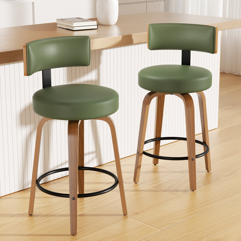 Tabouret de bar pivotant chic en cuir pour un confort et un style ultimes, Vert
