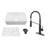 CASAINC Single Bowl White Fireclay Farmhouse Kitchen Sink With Faucet Included-101121594