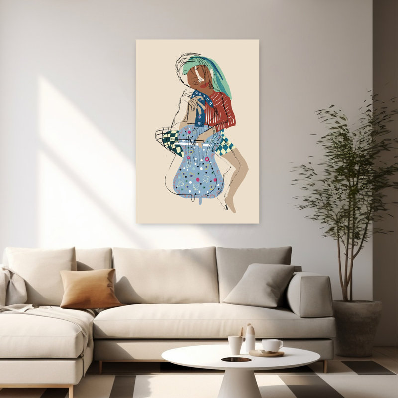 «Serene Cello Player Abstract», art mural moderne et serein, 60" H x 40" W