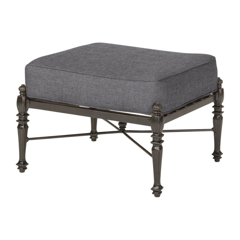 Grand Terrace Outdoor Ottoman, Cast Slate Sunbrella® Plainweave, Vintage