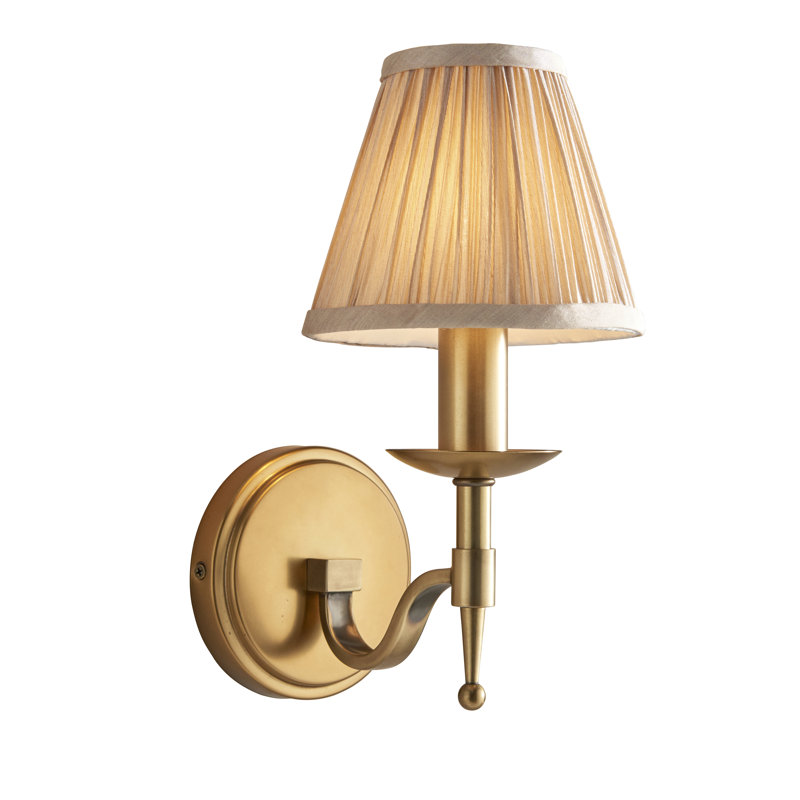 Emperador Candle Wall Light, Antique Brass, Beige