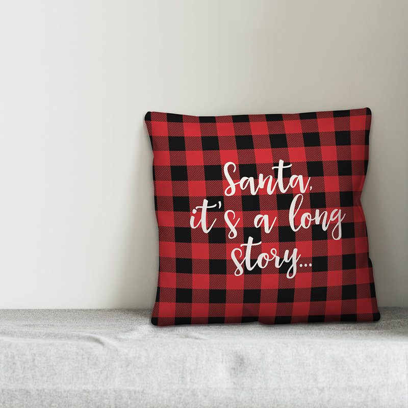  Housse de coussin Père Noël, c'est une longue histoire à carreaux Buffalo, Housse de coussin