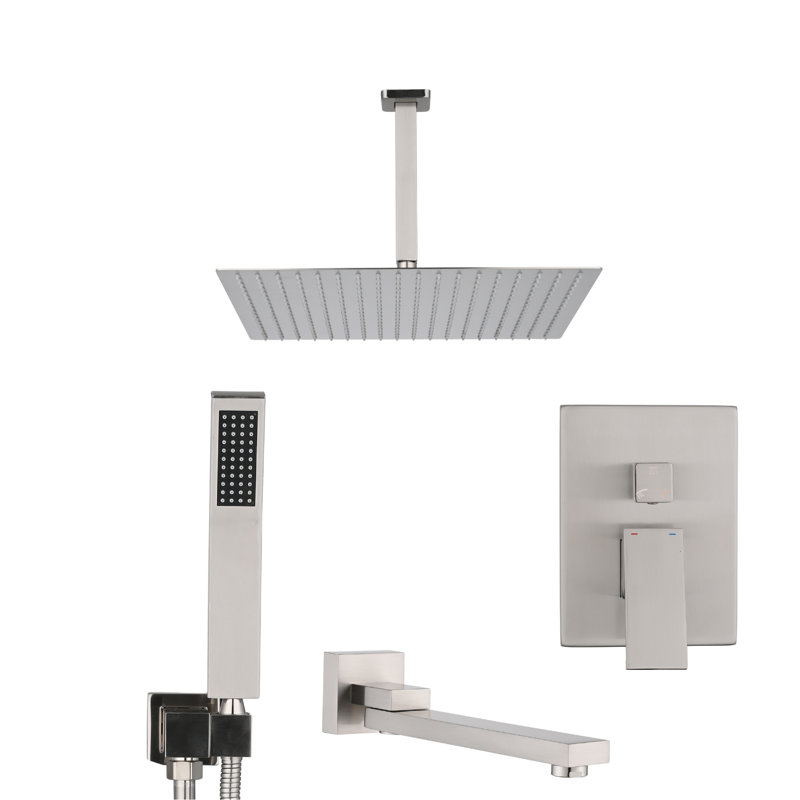Système de douche de plafond avec douchette 16 po