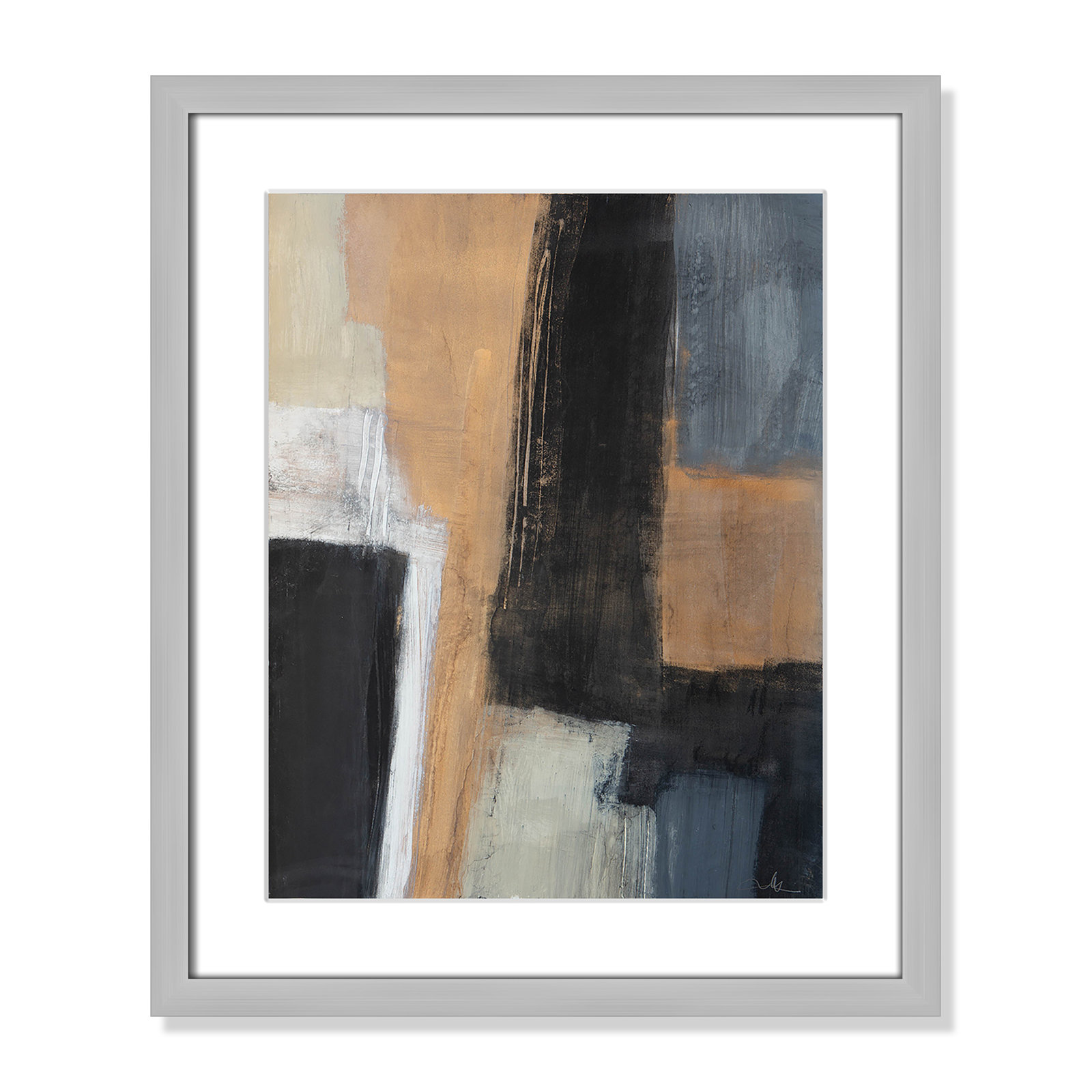 Metallic Slate I Print, 19" H x 16" W x 1.25" D, Silver Matted Picture Framed