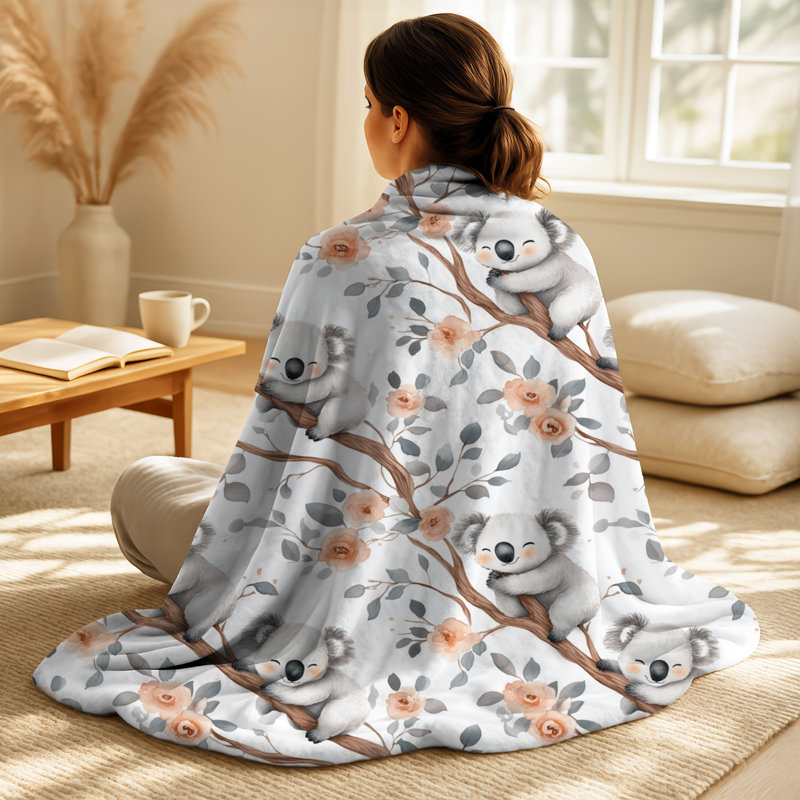 Sleepy Koala In Australie - Couverture pour enfant, imprimé animal, Imprimé animal gris