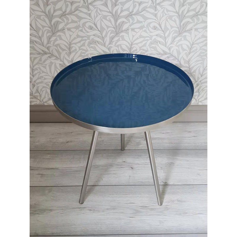 Roger Tray Top End Table, Brass, Blue