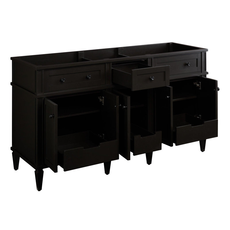 Elmdale 60" Charcoal Black Mahogany Double Vanity Cabinet