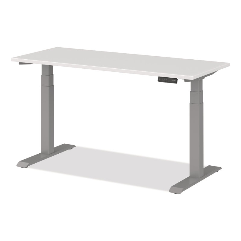 White Adjustable Metal Electric Standing Desk with Memory Controls