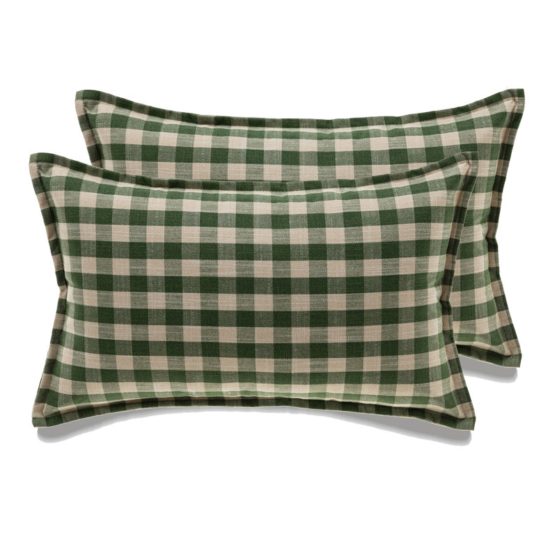 Housse de coussin Michael Penney Buffalo, Carreauté vert, Plumes