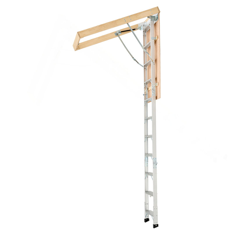 Capacité de 375 lb / 170 kg pour échelle de grenier pour plafonds en aluminium de 7,66 à 10,25 pi
