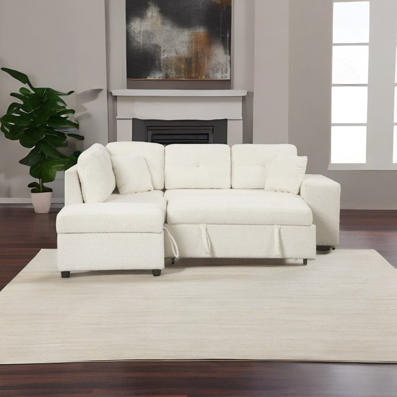 Canapé modulaire 2 pièces Chyleen, Chenille crème