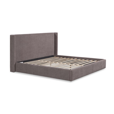 NORDIC UPHOLSTERED ARM QUEEN BED BROWN VELVET BLACK
