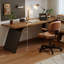 Bureau en fer massif en forme de L brun noyer + noir-144204324-144204321