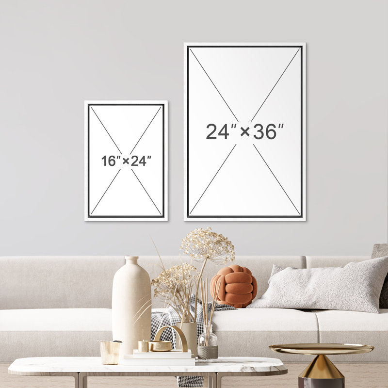 Blocs géométriques bleus de formes abstraites modernes 3 pièces, H 24 po x l 16 po x P 1,5 po, Cadre flottant blanc
