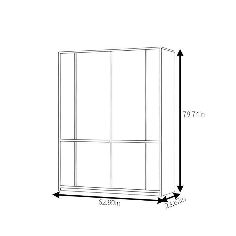 Simple Modern Log Style Push Pull Wardrobe, 78.74" H x 62.99" W x 23.62" D