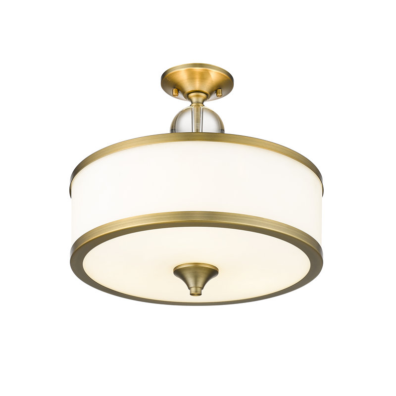 Plafonnier semi-encastré 3 lumières 15,75 po Rudy, Laiton héritage