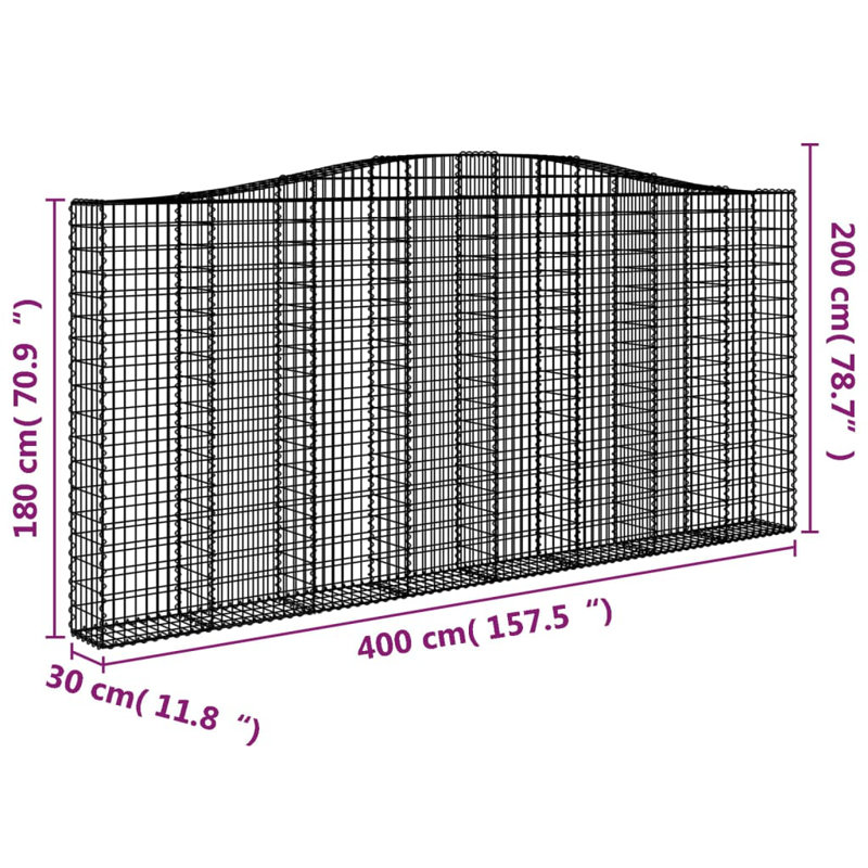 Galvanised Iron Border Fencing, 200cm H x 400cm W x 30cm D