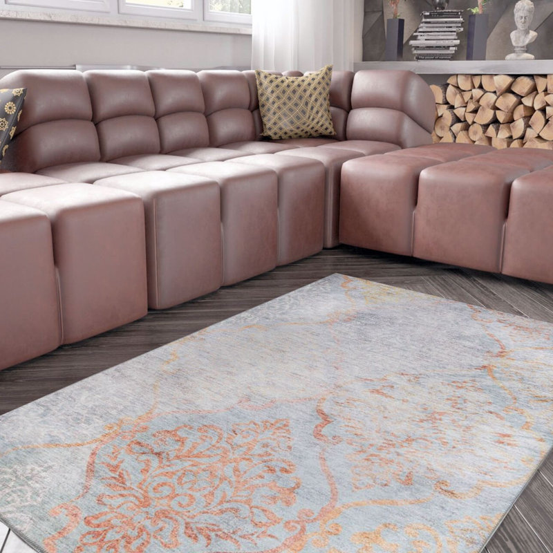 Tapis lavable en machine Premium, 4,6 x 6,2 pieds, 100% polyester, 1850 g / m² | Hauteur des poils: 0,2 po | Poly-coton écologique recyclé | Parfait pour le salon, la chambre à coucher et les endroits très passants
