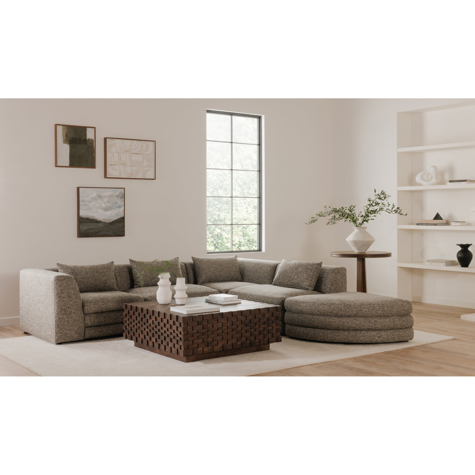 Donia 39" Ottoman, Stone Tweed