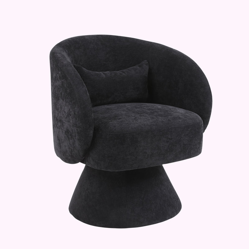 Huertes 26.40'' Wide Swivel Armchair, Black Linen
