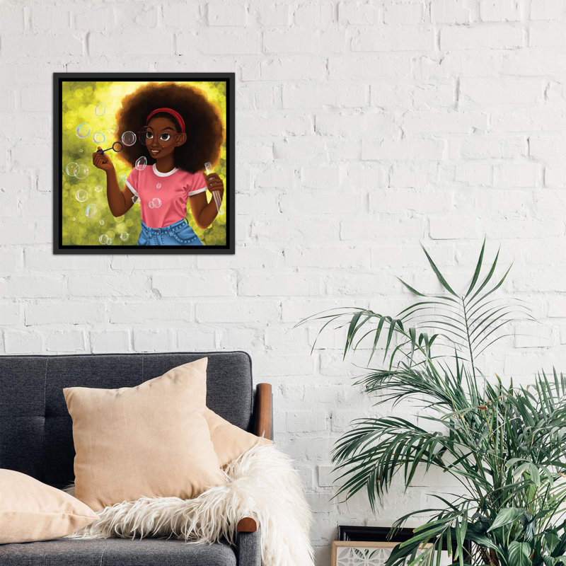 «Summer» par la princesse Karibo - reproduction imprimée, Toile avec cadre noir patiné, Pas de tapis