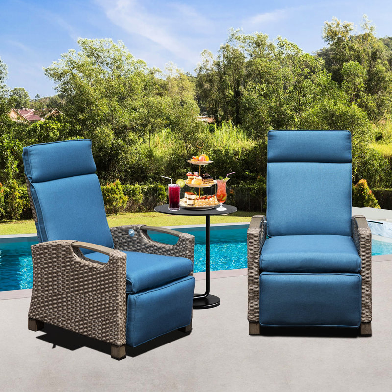 Fauteuil inclinable pour les loisirs en plein air avec protection - cadre bleu marine pour utilisation longue durée