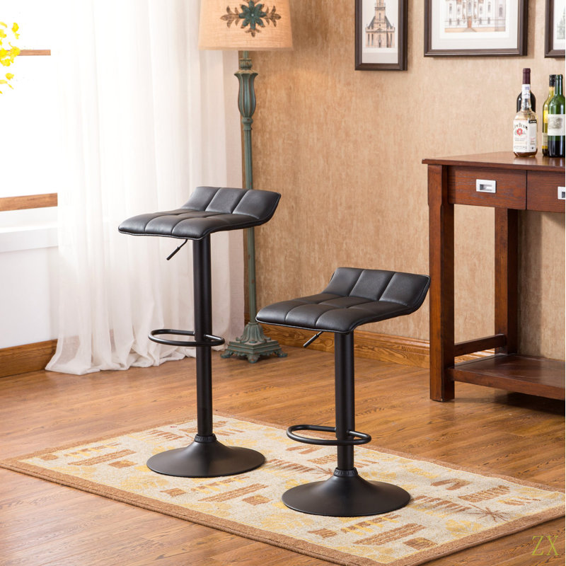 Belham Swivel  Bonded Leather Adjustable Bar Stool, Set Of 2