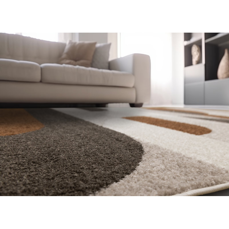 Tapis d'intérieur brun à poils courts Mentko, Rectangle 5 pi 3 po x 7 pi 7 po
