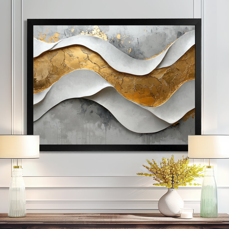 Almonte II - Abstract Large Wall Art, Cadre simple, Noir, noir, noir, noir, H 12 po x l 20 po
