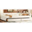 Lit plateforme double avec 2 tiroirs, bois beige, revêtement en lin, sans sommier, aménagement de chambre à coucher, rangement et rangement, organisation-794770537