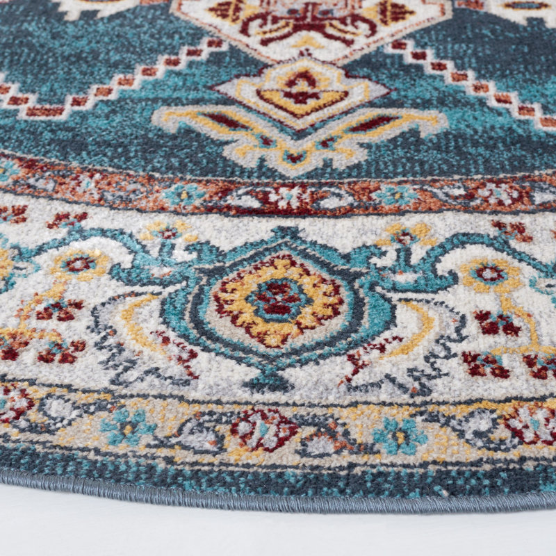 Bayside Performance Machine Washable Oriental Rug, Round 6'7"