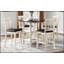 Table de hauteur comptoir blanche et cerisier foncé avec 2 tablettes inférieures, abattant latéral pour la cuisine