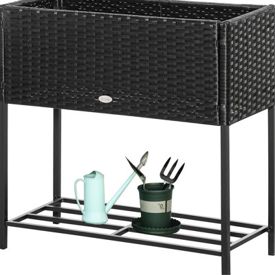 Elevated Garden Box With Style, For Gardening Beginners, Has Tool Storage Part Raised Plant Platform Enticement, Multiple Positions, Black, Given